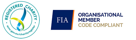 Registered charity logo and FIA Organisational Member Code Compliant badge